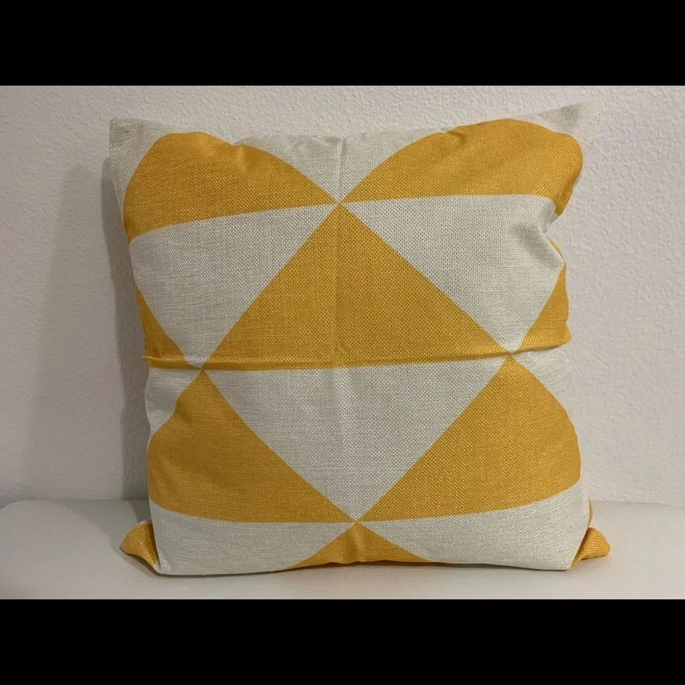 Geometric Yellow and White Throw Pillow